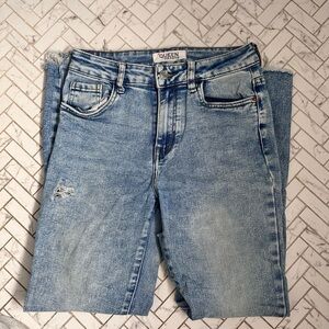 Queen of Hearts Light Blue Denim Frayed Jeans